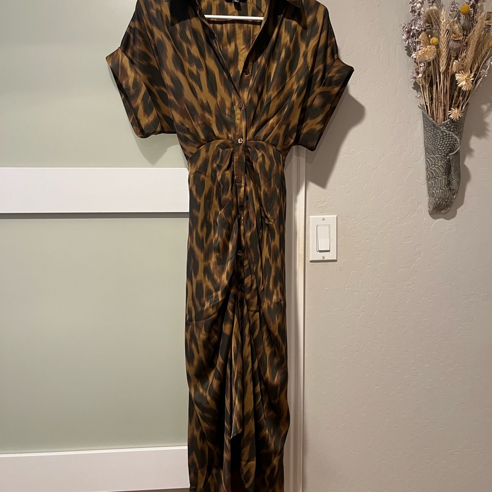 Steve Madden Brown Leopard Midi Dress